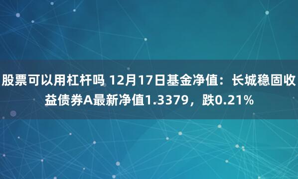   股票可以用杠杆吗 12月17日基金净值：长城稳固收益债券A最新净值1.3379，跌0.21%