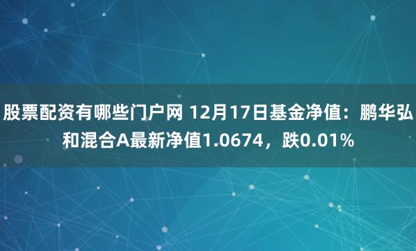   股票配资有哪些门户网 12月17日基金净值：鹏华弘和混合A最新净值1.0674，跌0.01%