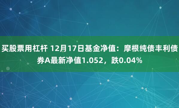 买股票用杠杆 12月17日基金净值：摩根纯债丰利债券A最新净值1.052，跌0.04%