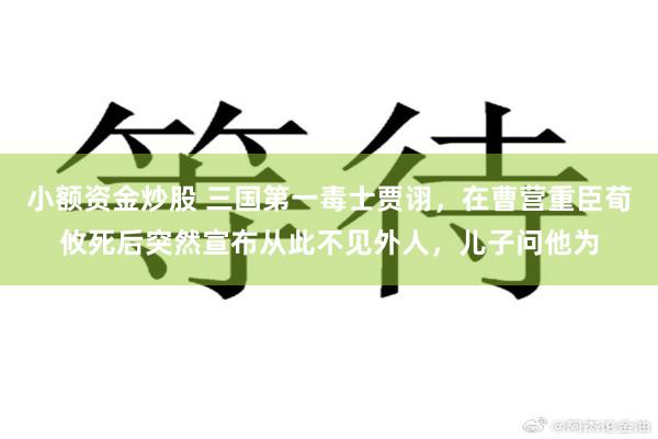 小额资金炒股 三国第一毒士贾诩，在曹营重臣荀攸死后突然宣布从此不见外人，儿子问他为