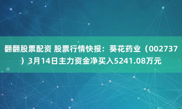 翻翻股票配资 股票行情快报：葵花药业（002737）3月14日主力资金净买入5241.08万元